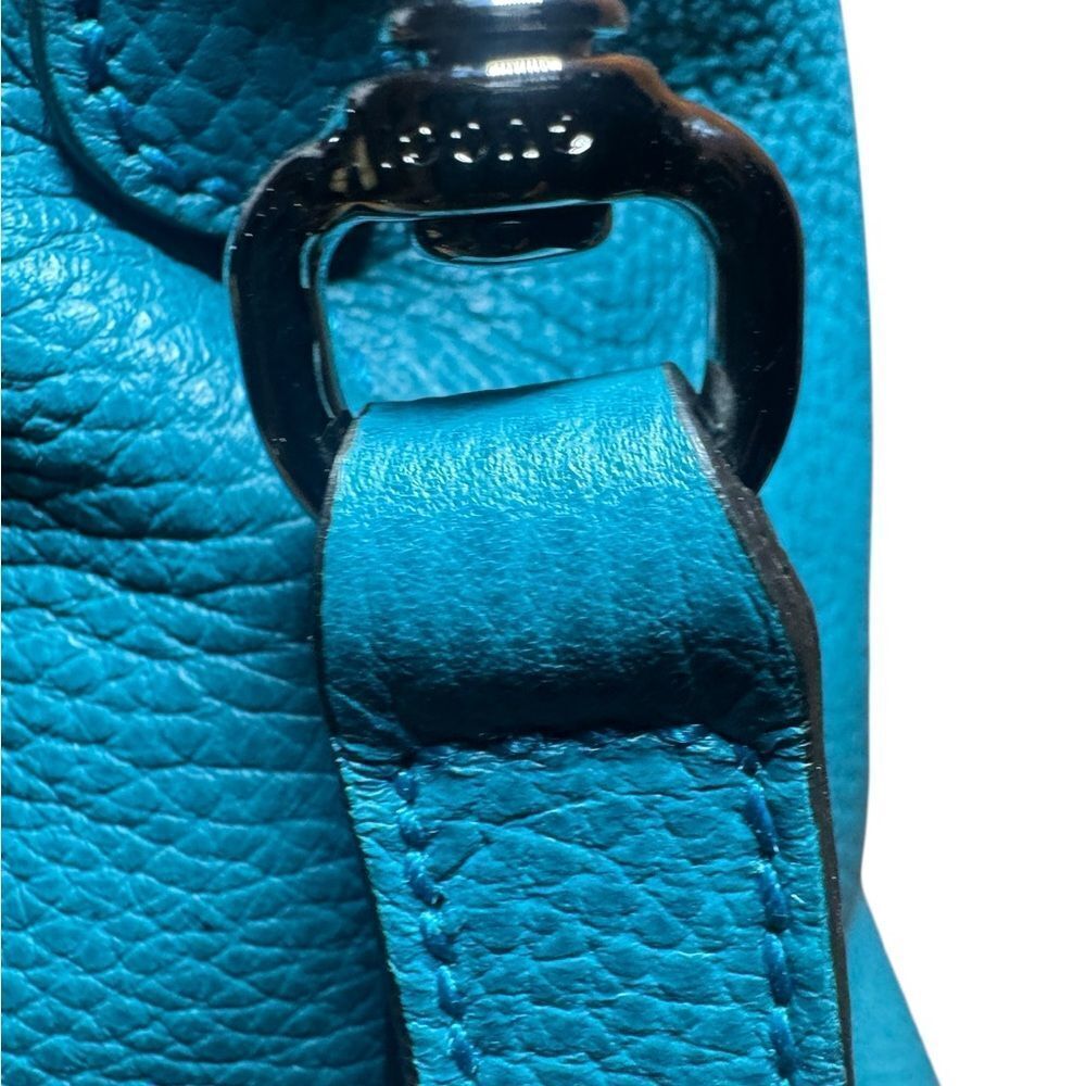 Gucci Turquoise Blue Leather 2way Convertible Interlocking GG Dome Bowler Bag Ex - Picture 4 of 16